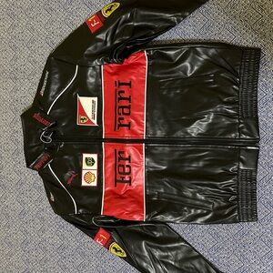 Ferrari Black and Red Racing Style Leather Jacket